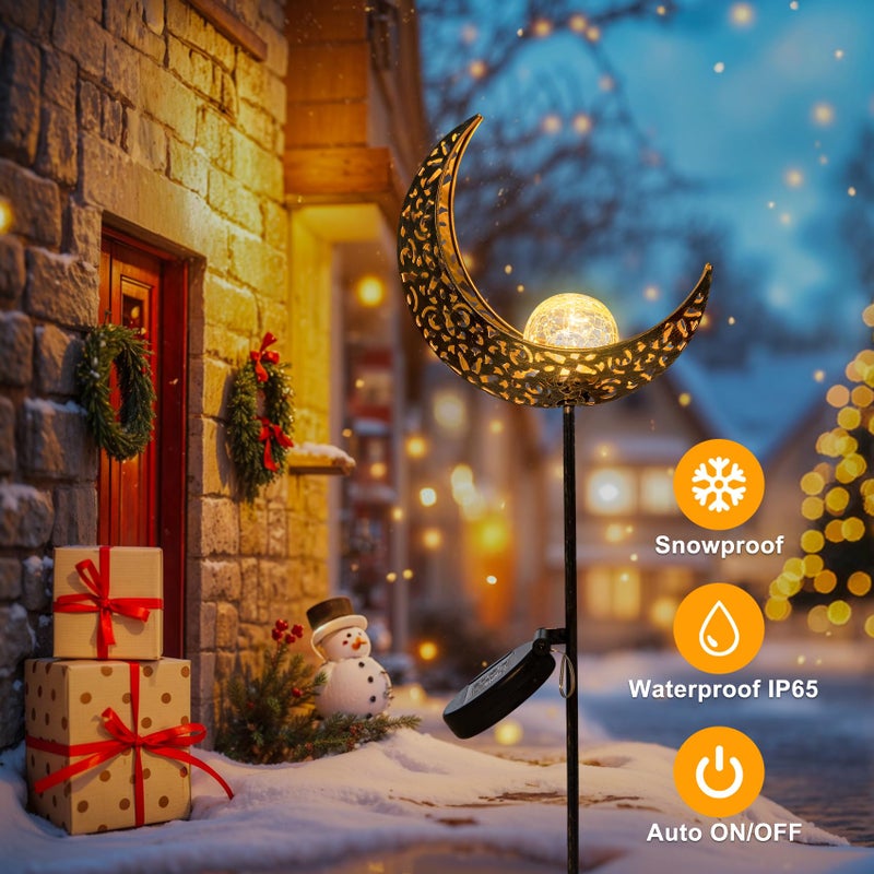 Homeimpro Moon Solar Lights Outdoor Garden Decor Gifts for Mom Women,Waterproof Stakes Yard Decorations for Lawn, Patio Accessories, Backyard Ornaments Birthday Gifts Mother Grandma (Bronze) - Image 2